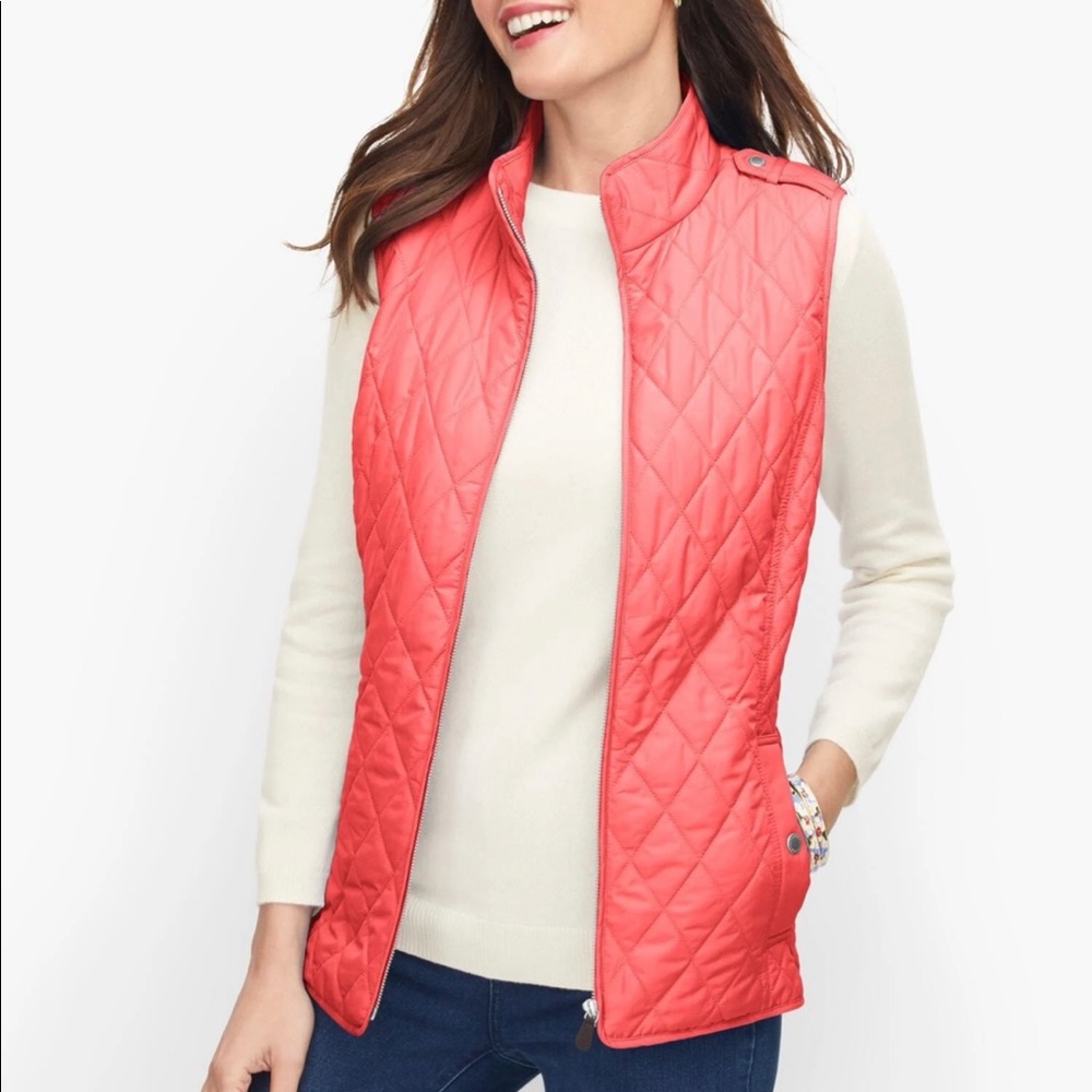 Talbots Beautiful Coral Quilted Vest Size S